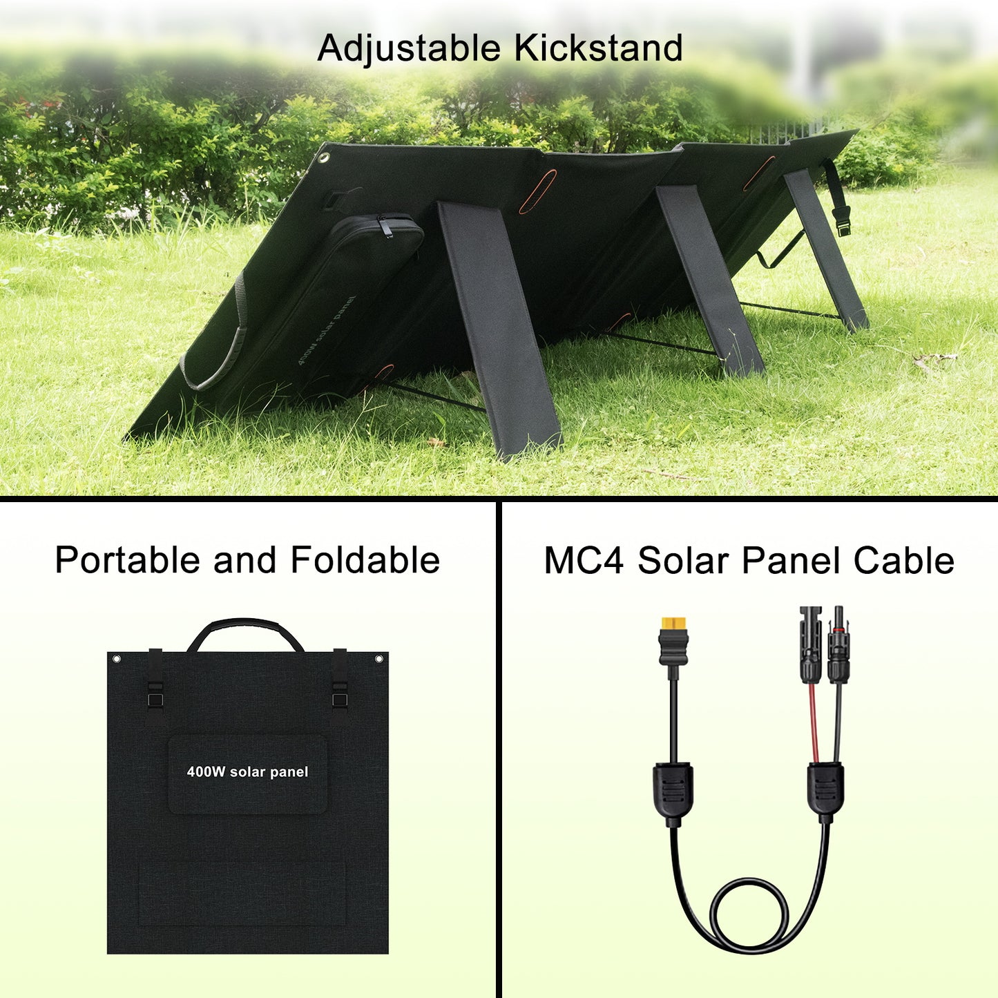 400 Watt Foldable Solar Panel for Power Station, Portable Solar Panel Charger with Adjustable Kickstands Waterproof IP65 for Home, RV, Boat, Outdoor, Camping, off Grid System
