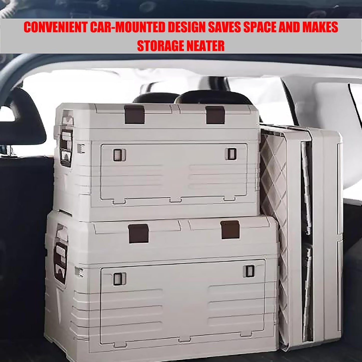 Solarplay Car Trunk Storage Box Thickened Car Storage Organizer multifunctional Plastic Stackable Storage Containers,Coffee-60L