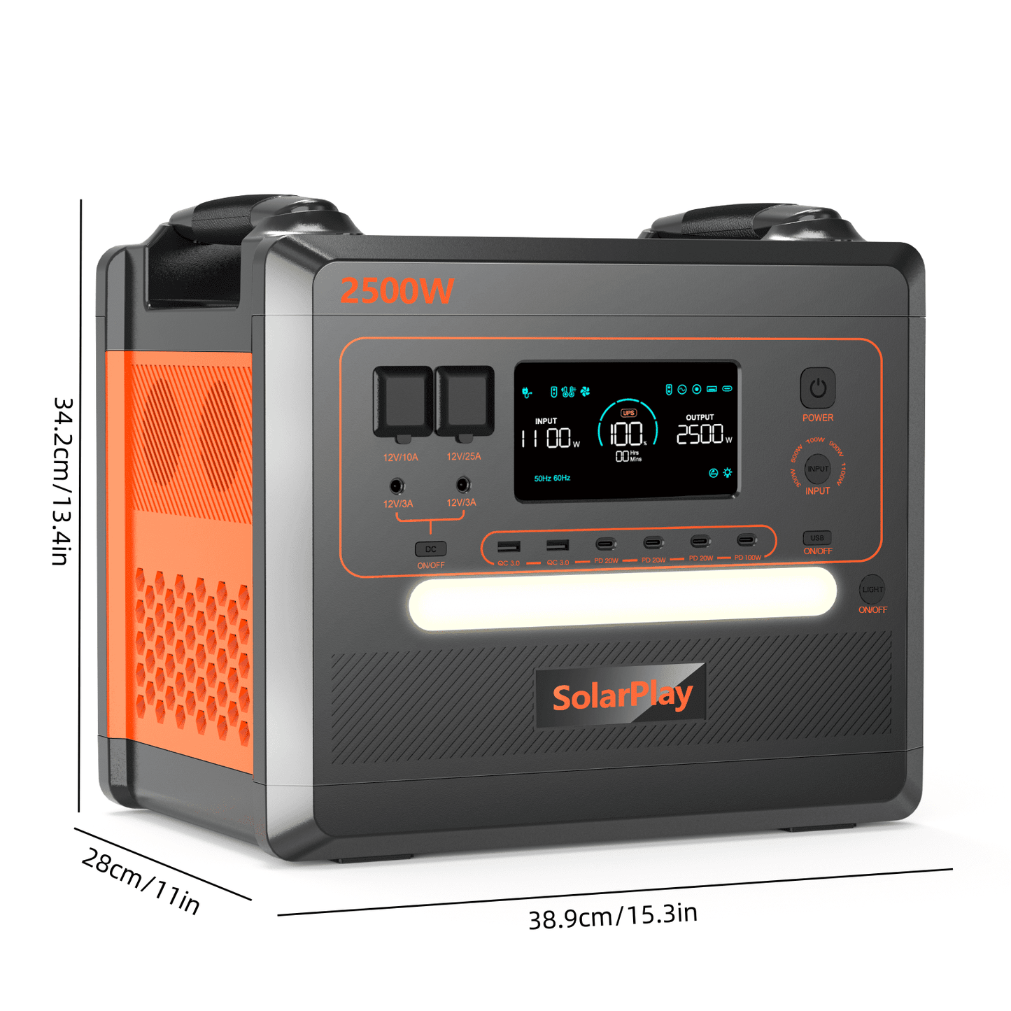 Holiday Sales! SolarPlay 2500W(Peack 4800W) Portable Power Station 2304Wh LiFePO4 Solar Generator Fast Charging for Home Backup Outdoor Camping