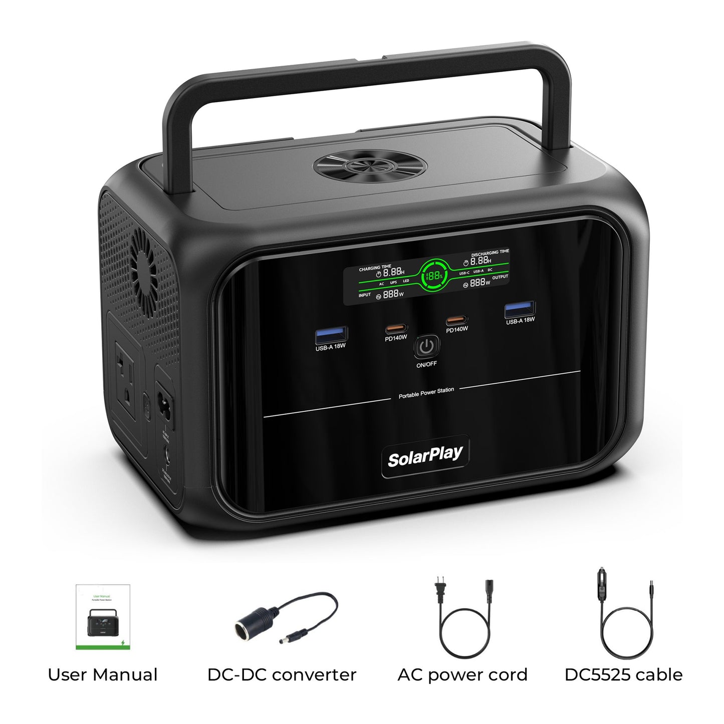 Solarplay 300W Portable Power Station(Peak 600W) 288Wh with 120V AC, 140W PD Fast Charge, for Camping, RV, Home Emergency
