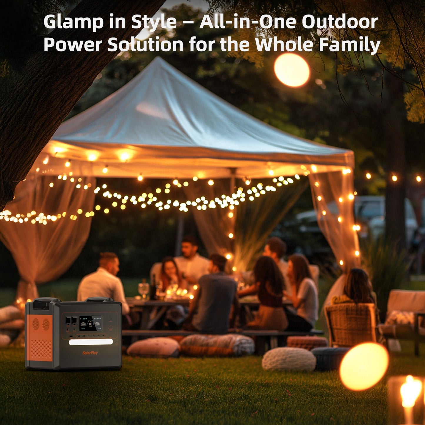 Holiday Sales! SolarPlay 2500W(Peack 4800W) Portable Power Station 2304Wh LiFePO4 Solar Generator Fast Charging for Home Backup Outdoor Camping