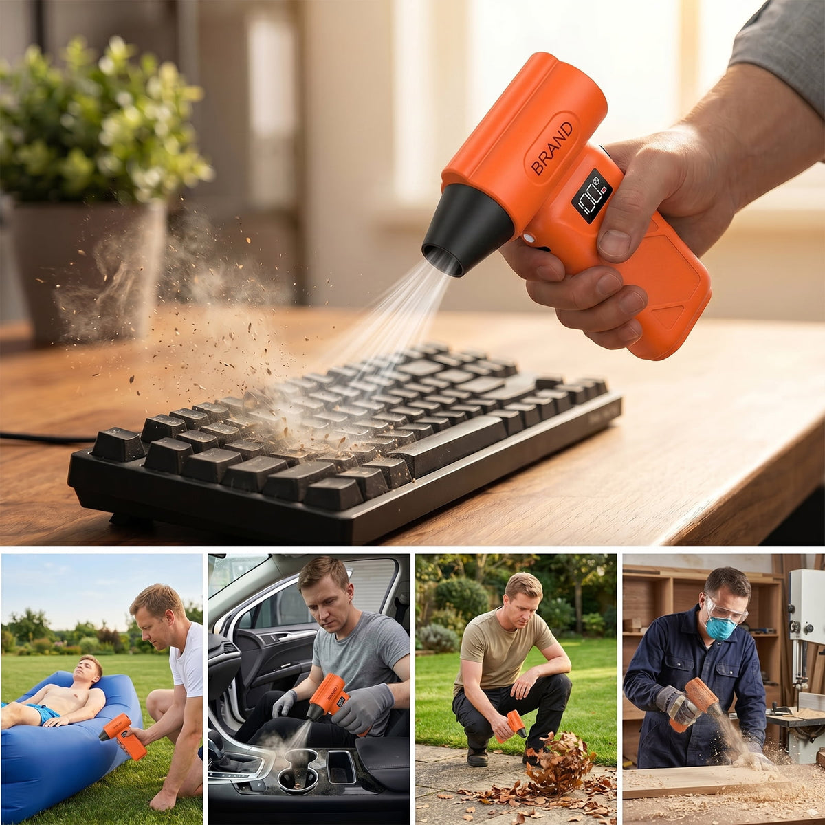 Solarplay Compressed Air Duster-130,000RPM Super Power Electric Air Duster, 5-Gear Adjustable Mini Blower with Fast Charging,Dust Blower for Computer,Keyboard,House,Outdoor and Car