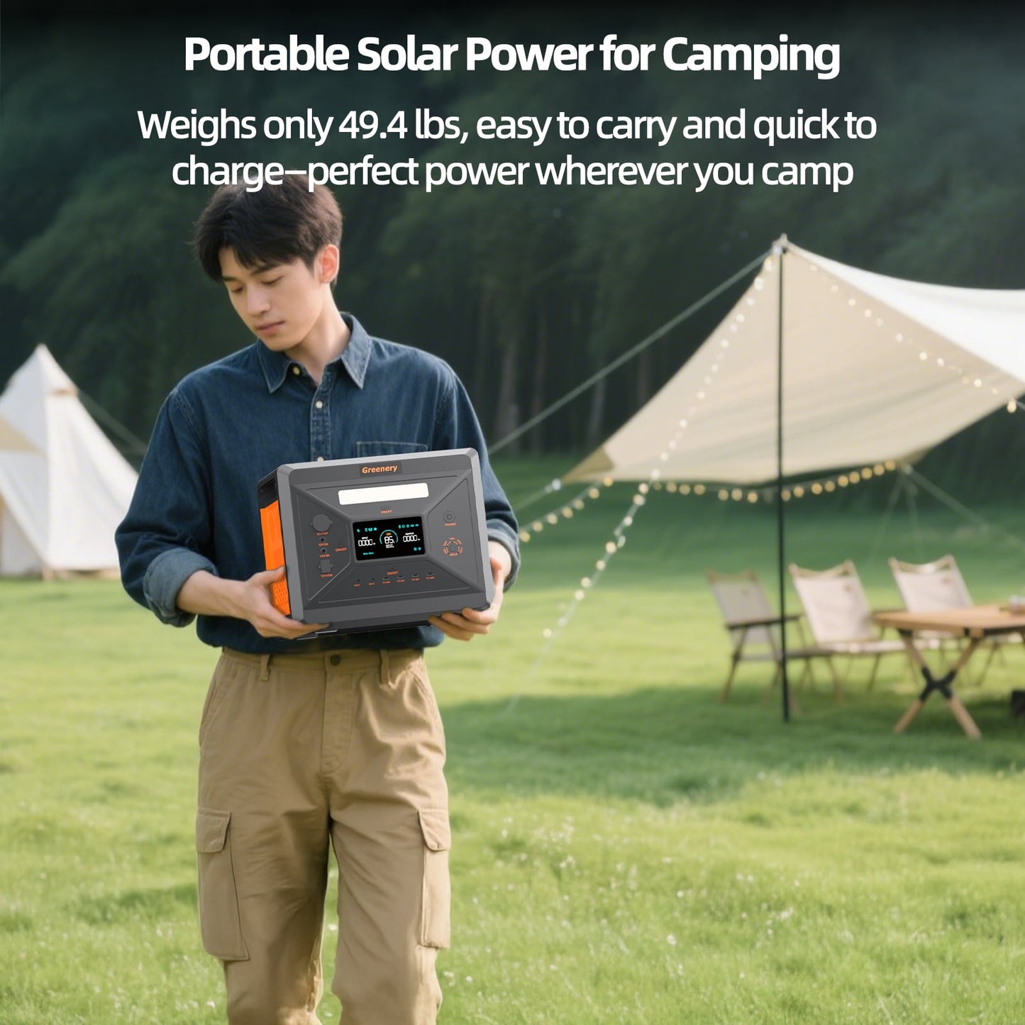 Holiday Sales! Greenery Portable Power Station G2500 2500W Continuous 5000W Peak LiFePO4 Battery with 200W Solar Panel for Camping Home Backup
