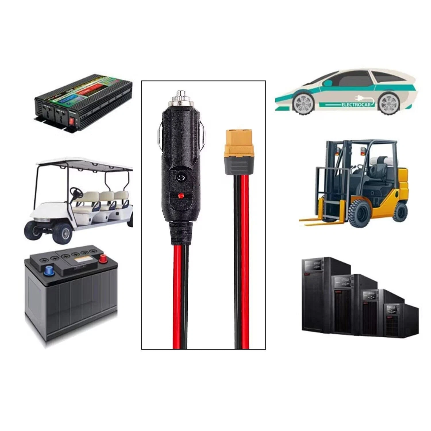 Cigarette Lighter to XT90 Adapter Extension Cable 14AWG 16.4 FT for Solar Panel