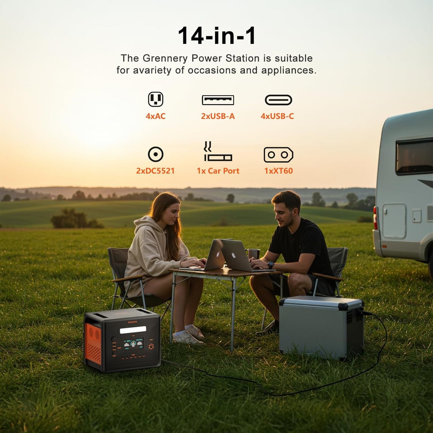 Greenery G2500 2304Wh 2500W Portable Power Station with Lfp Battery for Outdoor Camping, Home Backup, Emergency and RV