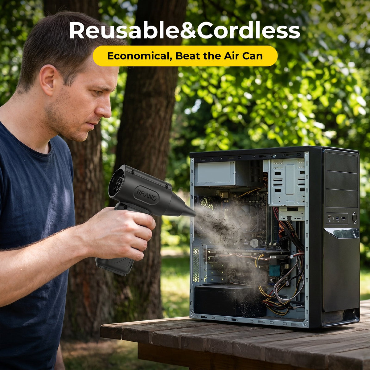 Solarplay Electric Air Duster - 130,000RPM Super Power Cordless Air Duster,Rechargeable Brushless Motor Durable Blower,5-Gear Adjustable Dust Blower for Computer,Keyboard,Outdoor,House & Car