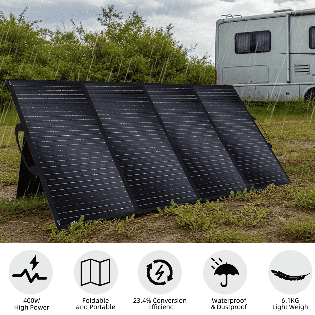 Holiday Sales! 400 Watt Foldable Solar Panel for Power Station, Portable Solar Panel Charger with Adjustable Kickstands Waterproof IP65 for Home, RV, Boat, Outdoor, Camping, off Grid System