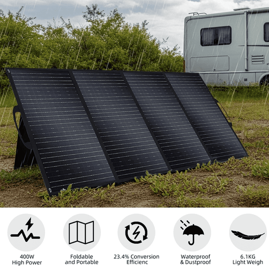 Holiday Sales! 400 Watt Foldable Solar Panel for Power Station, Portable Solar Panel Charger with Adjustable Kickstands Waterproof IP65 for Home, RV, Boat, Outdoor, Camping, off Grid System