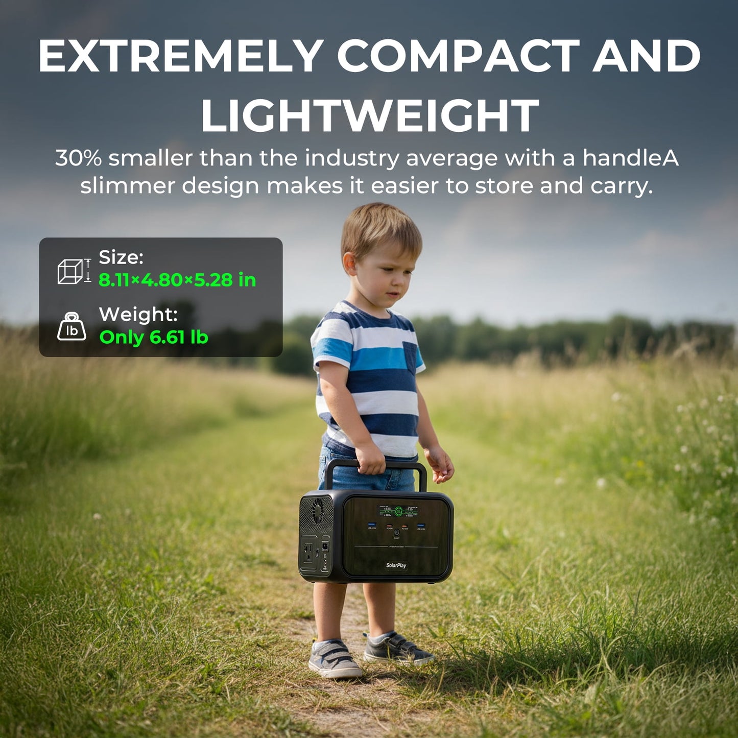 Solarplay Solar Generator Q300,288Wh LiFePO4 Battery,300W Surge to 600W AC Output,Fast Charging Portable Power Station for Outdoor,Camping,Home Use