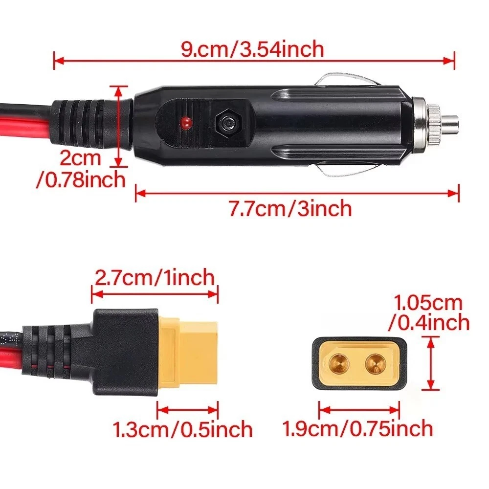 Cigarette Lighter to XT90 Adapter Extension Cable 14AWG 16.4 FT for Solar Panel