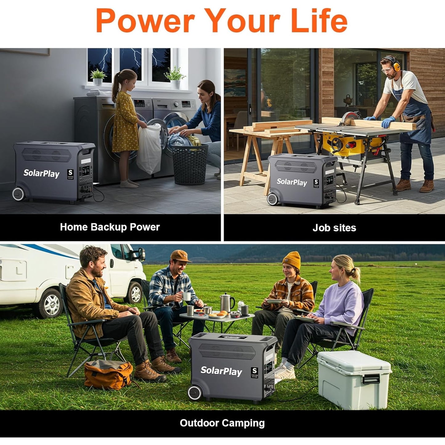Solarplay 3840Wh 3600W Solar Generator with 400W Solar Panel, 15 Outputs for Home, Camping, Rvs & Power Outages