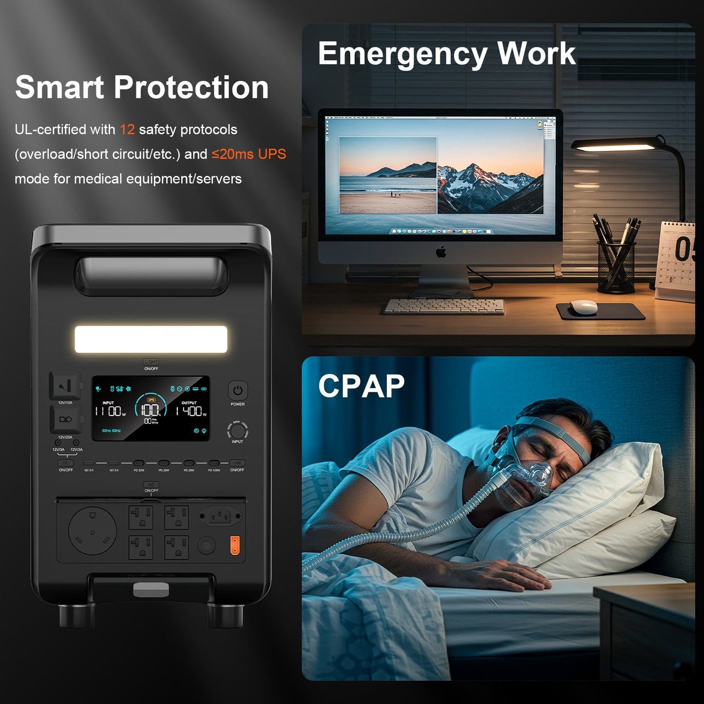 Solarplay 3600W Portable Solar Power Station with 3PCS 400W Solar Panels, 3840Wh LiFePO4 Battery, Peak 6600W, 15 Ports, UPS Backup, Outdoor Camping & Emergency Power Kit