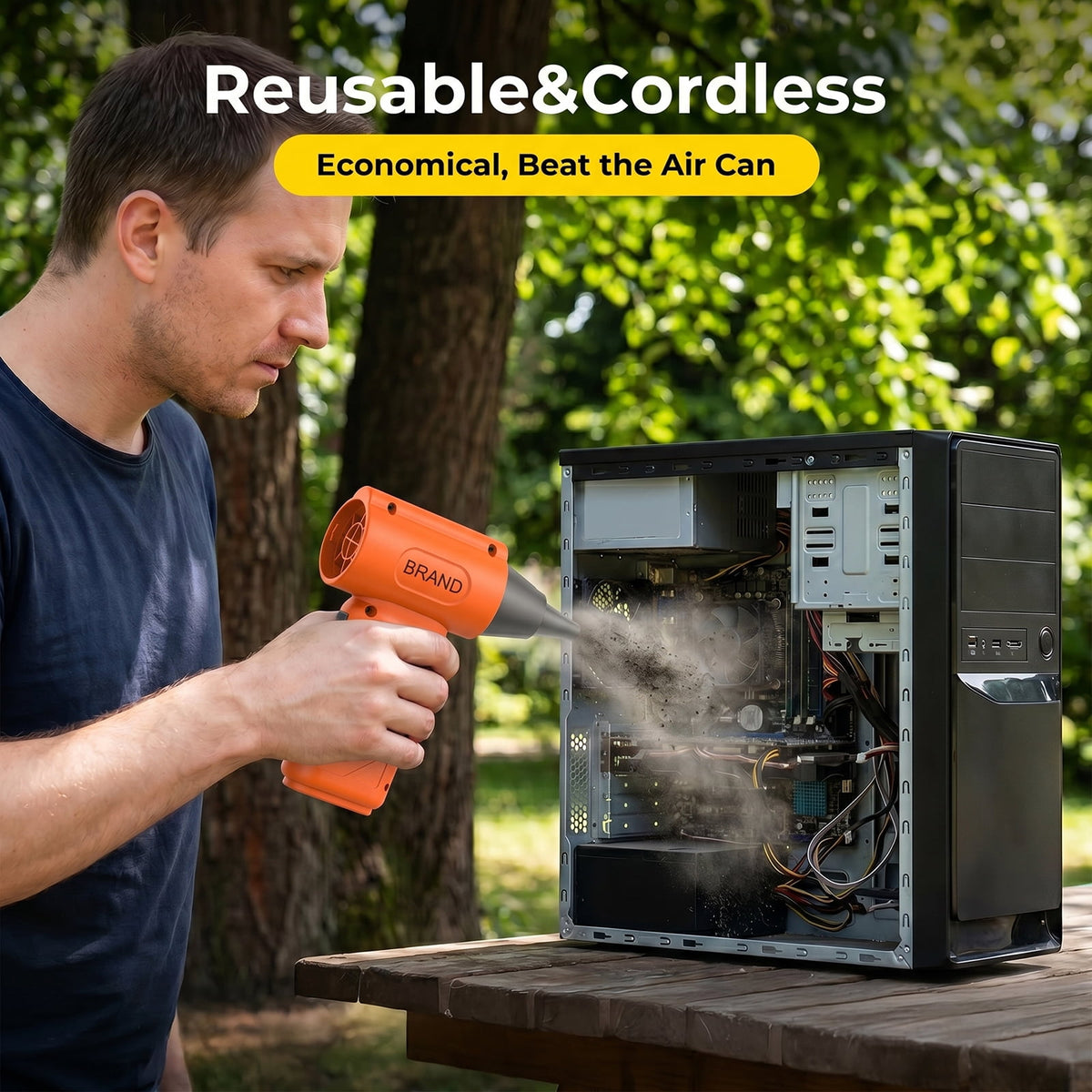 Solarplay Compressed Air Duster-130,000RPM Super Power Electric Air Duster, 5-Gear Adjustable Mini Blower with Fast Charging,Dust Blower for Computer,Keyboard,House,Outdoor and Car