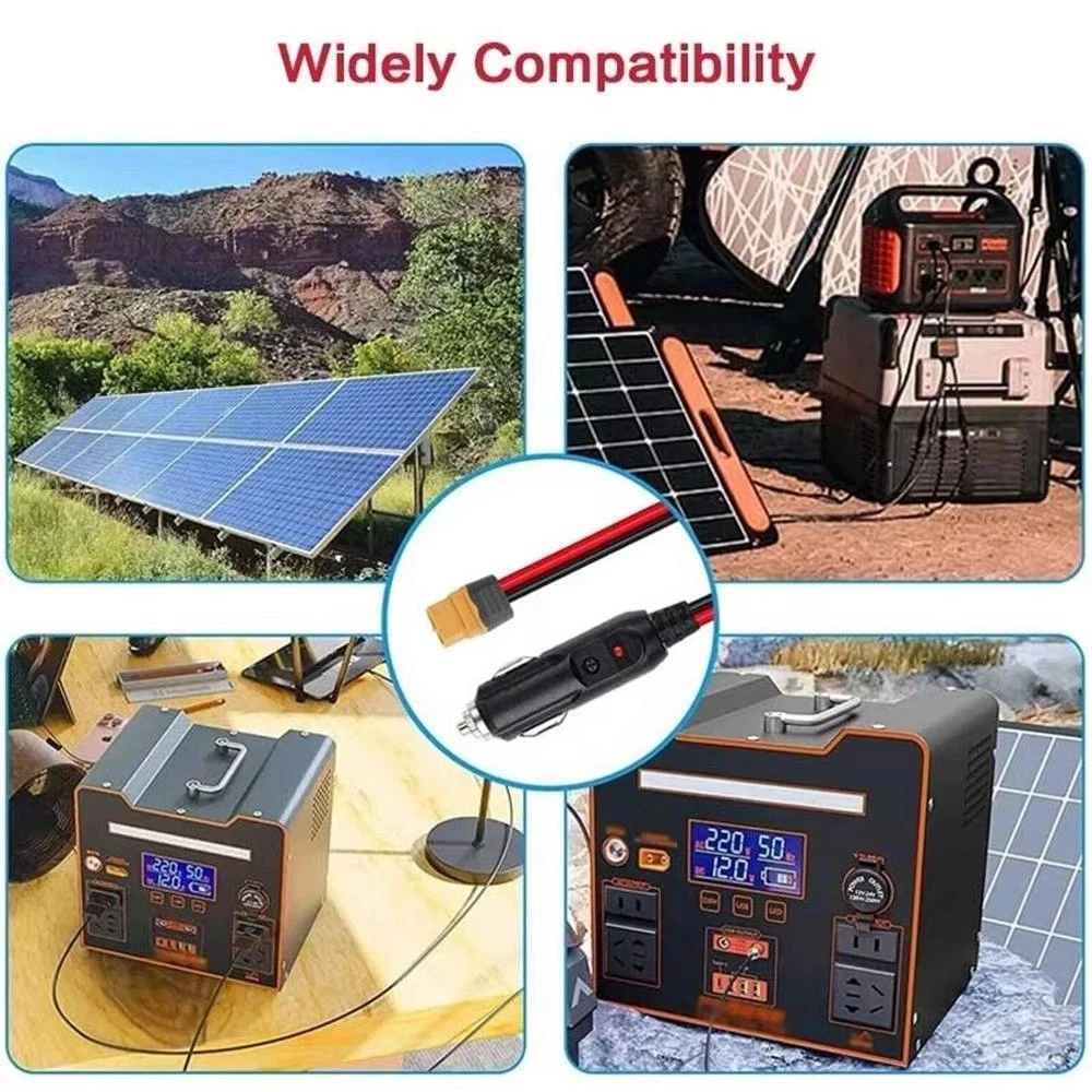 Cigarette Lighter to XT90 Adapter Extension Cable 14AWG 16.4 FT for Solar Panel