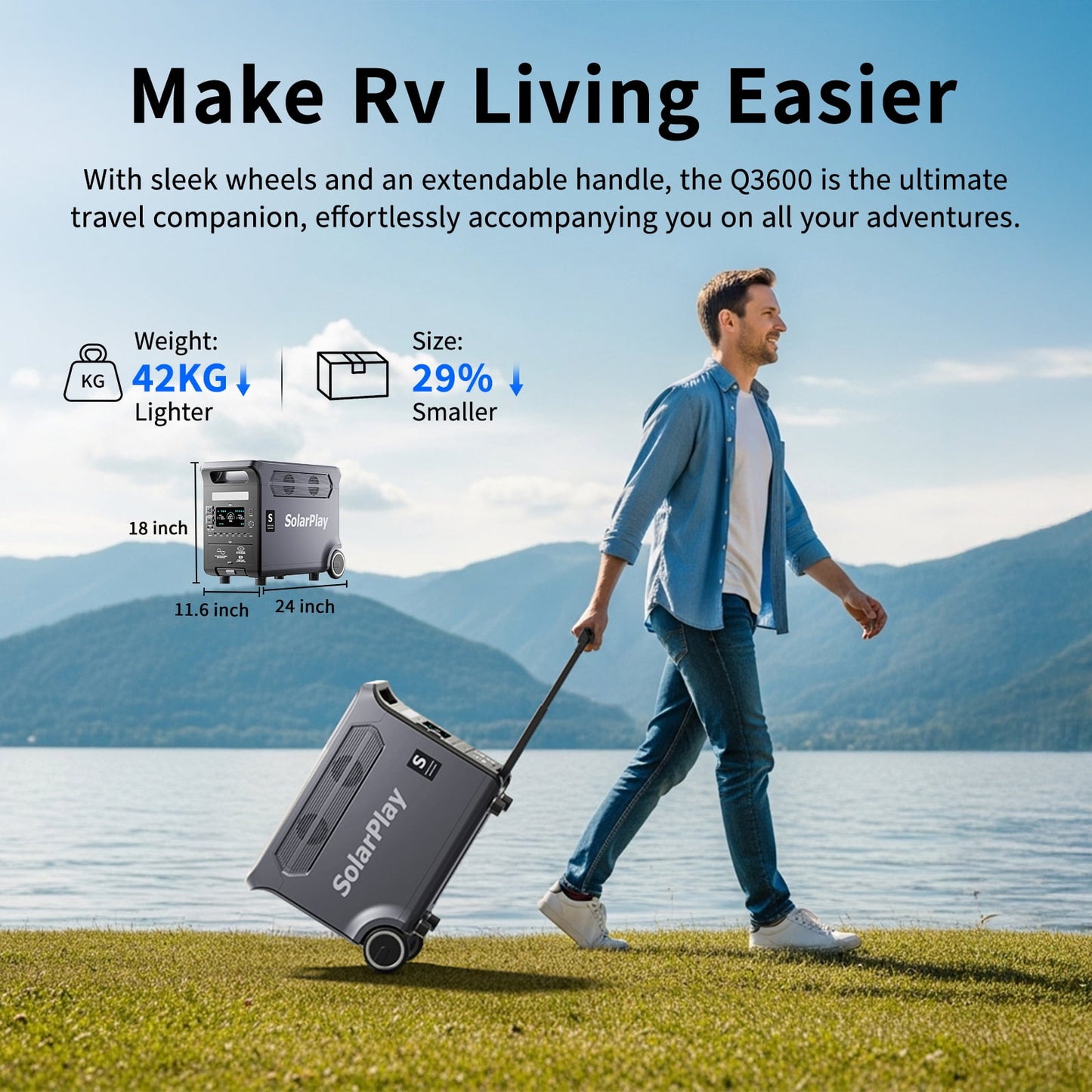 Solarplay 3600W (Peak 6600W) Portable Power Station 3840Wh LiFePO4 Battery UPS Solar Generator with 15 Outputs for Outdoor Home Backup Emergency