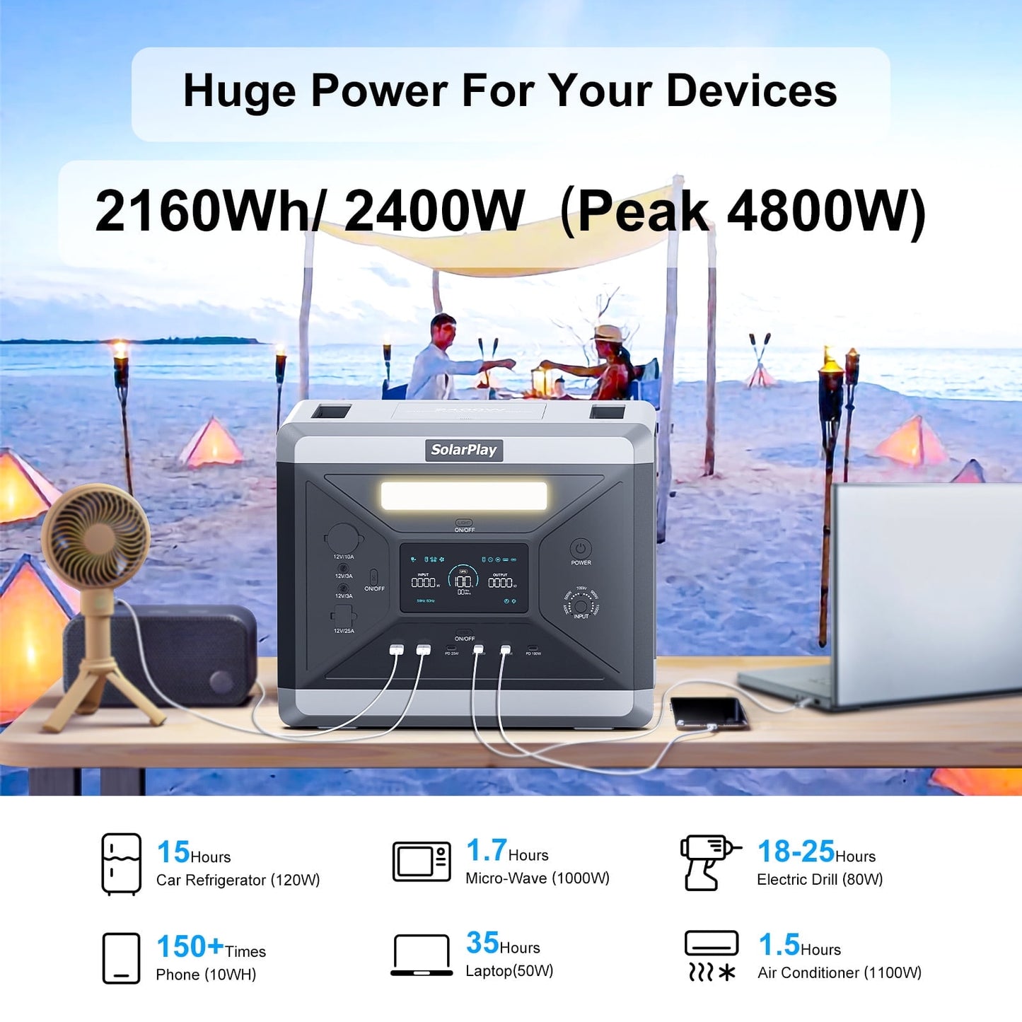 SOLARPLAY 2400W Continuous Portable Power Stations
