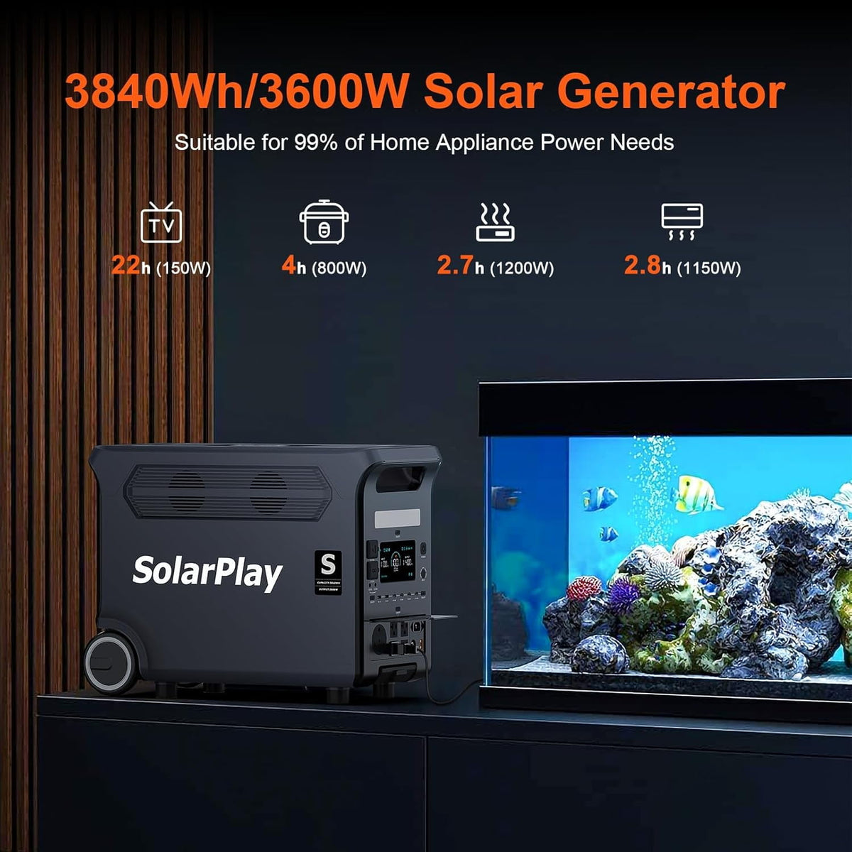 Solarplay Q3600 3840Wh 3600W Portable Power Station with 3×400W Solar Panels, 15 Outputs, for Home, Camping, Emergencies , RV