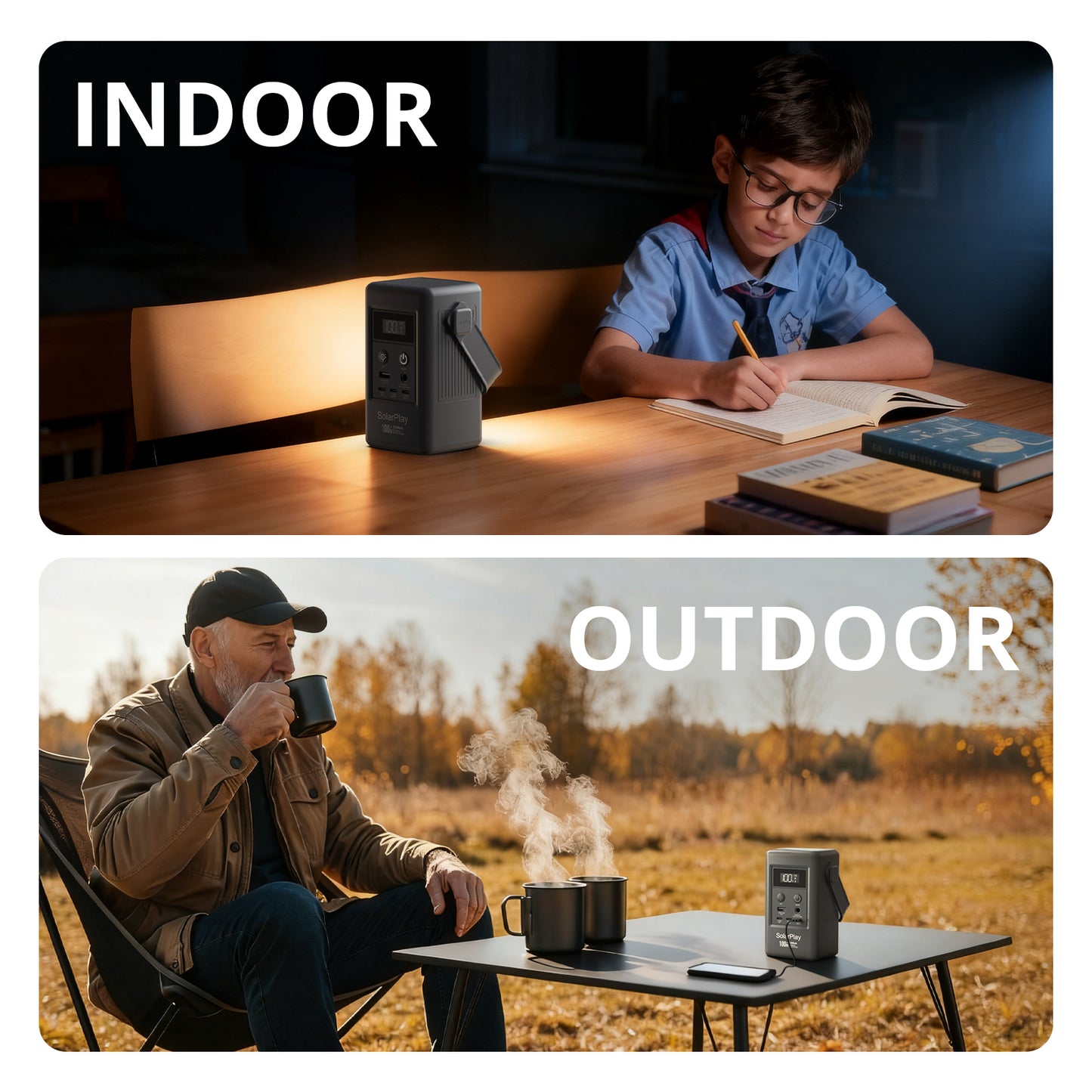 SolarPlay Portable Power Station PD In/Out 100W, (26000mAh/96Wh) LiFePO4 Powerbank Solar Generator for Camping,Hiking,and Emergency