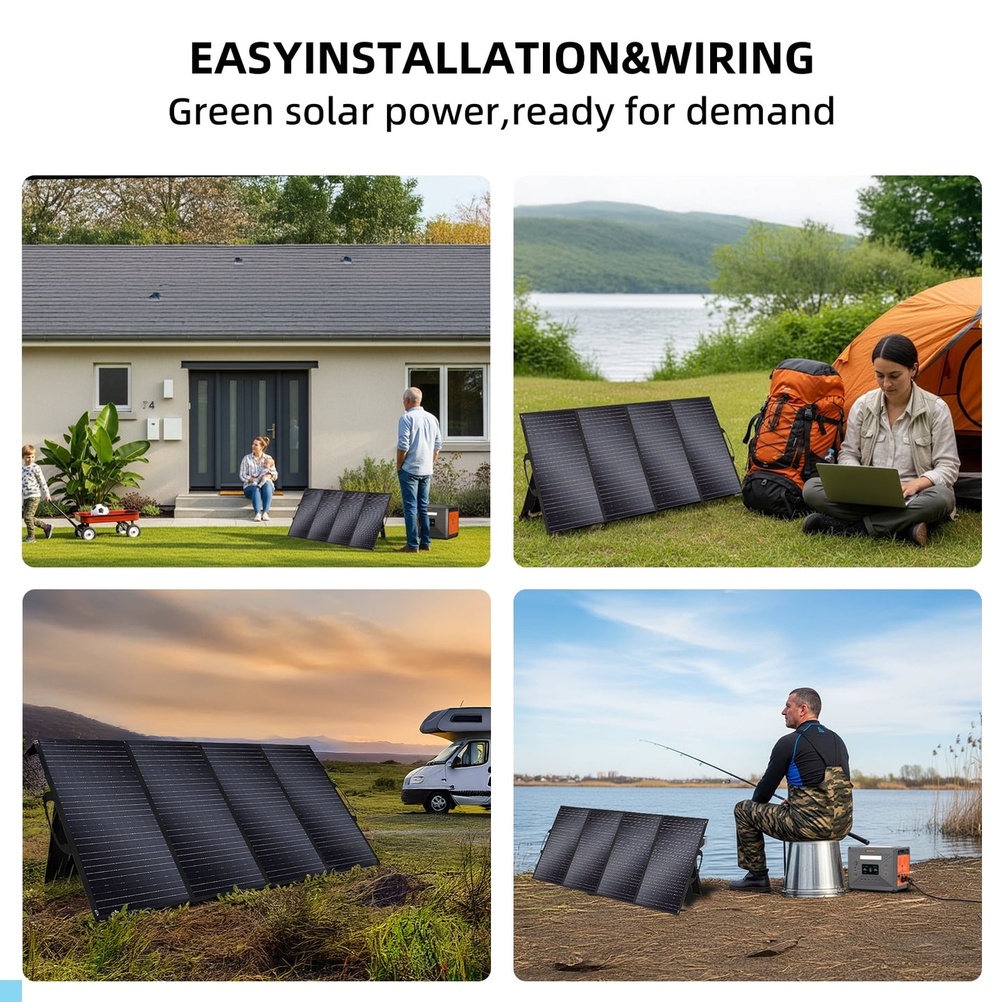 400 Watt Foldable Solar Panel for Power Station, Portable Solar Panel Charger with Adjustable Kickstands Waterproof IP65 for Home, RV, Boat, Outdoor, Camping, off Grid System