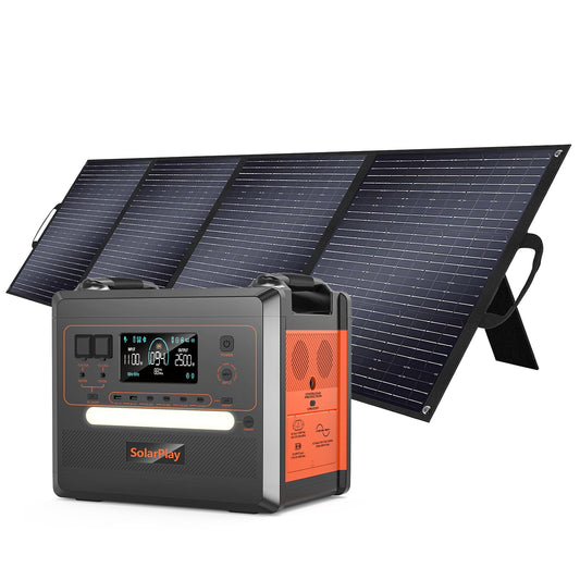 Clearance!Solarplay Q2402M Portable Power Station with 200W Solar Panel,2304Wh LiFePO4 Battery,2500W (Surge 4800W) Output Home Power,Solar Generator for Home Use,Camping Accessories,Emergencies