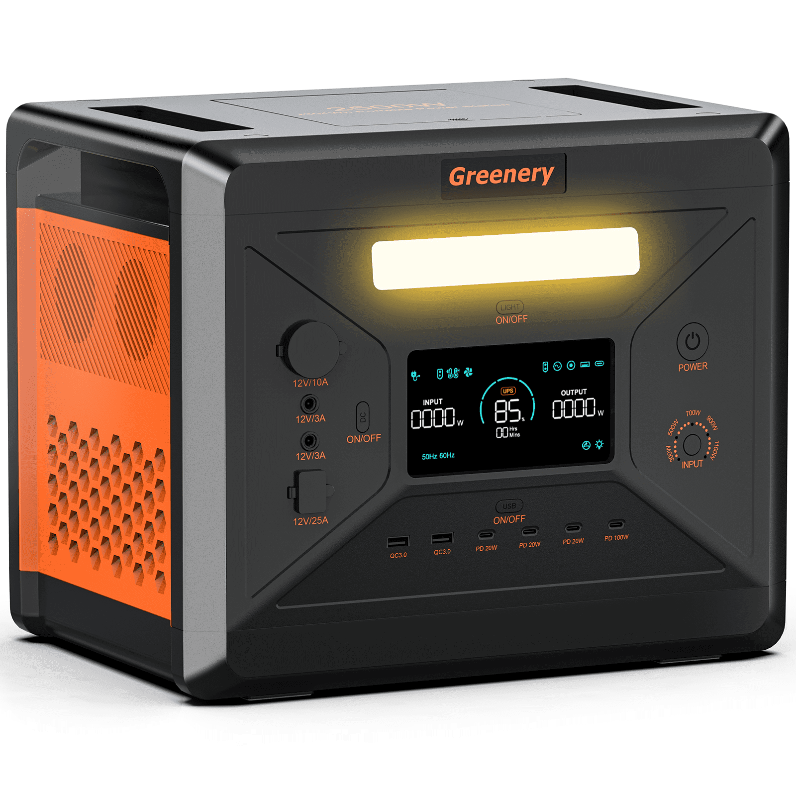 Greenery G2500 Portable Power Station 2500W(Peak 4800W),2304Wh Solar Generator 1.5Hrs Fast Charging LiFePO4 Battery,4 AC Outlets Emergency Power Station for Home,Camping,Outdoor Battery Backup