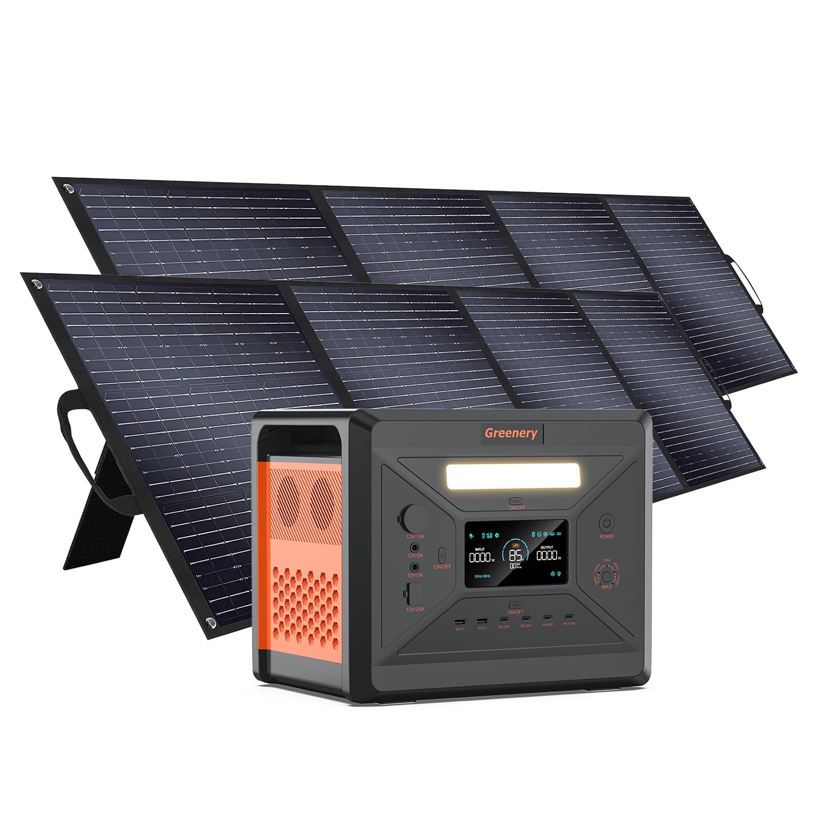 Greenery G2500 Portable Power Station 2500W(Peak 4800W),2304Wh Solar Generator 1.5Hrs Fast Charging LiFePO4 Battery,4 AC Outlets Emergency Power Station for Home,Camping,Outdoor Battery Backup
