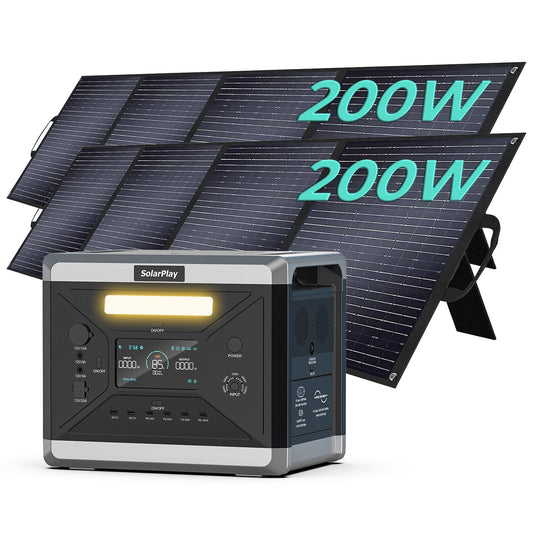 Clearance! Solarplay Portable Power Station Q2501 2160Wh High-Capacity Generator with 2×200W Solar Panels for Home, Camping, Emergency Use