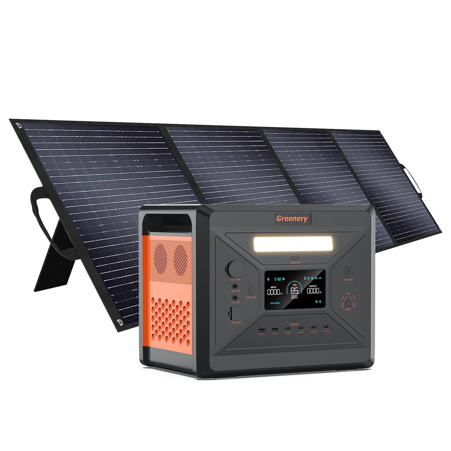 Greenery G2500 Portable Power Station 2500W(Peak 4800W),2304Wh Solar Generator 1.5Hrs Fast Charging LiFePO4 Battery,4 AC Outlets Emergency Power Station for Home,Camping,Outdoor Battery Backup
