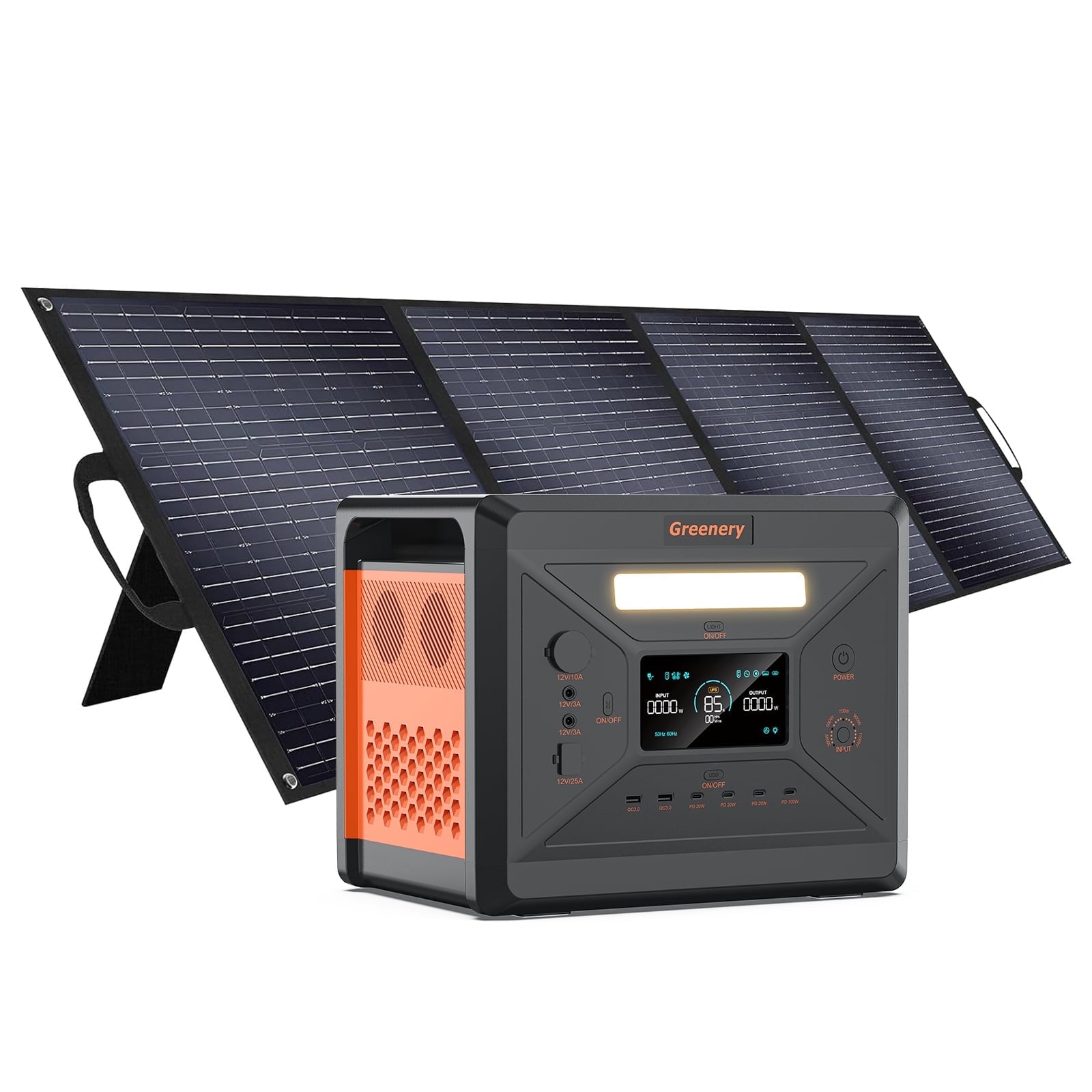 Greenery G2500 Portable Power Station 2500W(Peak 4800W),2304Wh Solar Generator 1.5Hrs Fast Charging LiFePO4 Battery,4 AC Outlets Emergency Power Station for Home,Camping,Outdoor Battery Backup