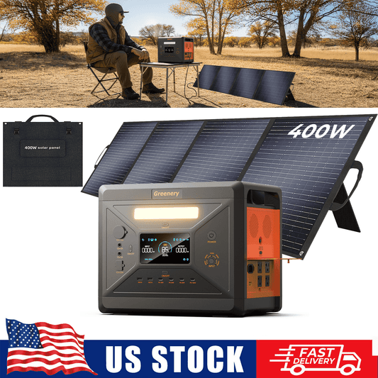 Greenery Solar Generator G2500 2304Wh LiFePO4 Power Station with 400W Solar Panel,2500W AC Output for Outdoor Camping,Home Backup,Emergency,RV