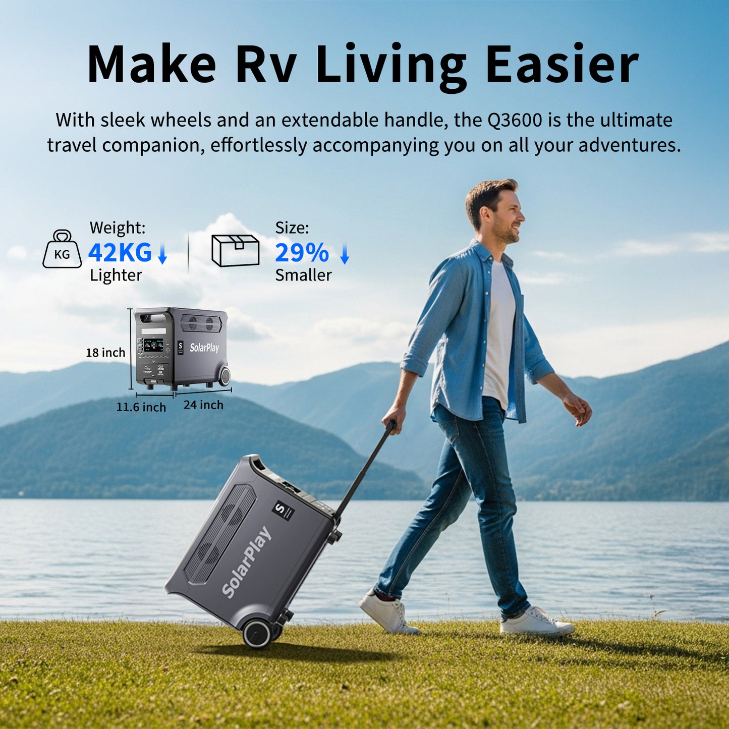 Solarplay 3600W Portable Solar Power Station with 2×400W Solar Panels,3840Wh LiFePO4 Battery,Peak 6600W,15 Output Ports,UPS Backup,Fast Charging for Home,RV,Camping,Outdoor Emergencies