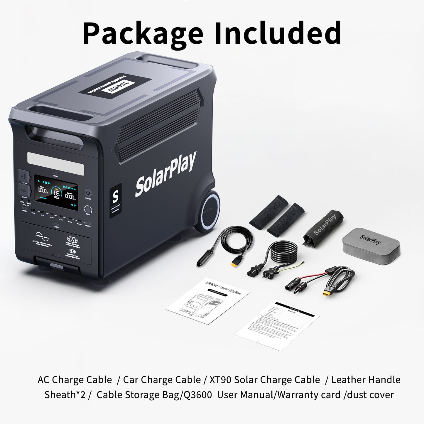 Solarplay 3600W Portable Solar Power Station with 2×400W Solar Panels,3840Wh LiFePO4 Battery,Peak 6600W,15 Output Ports,UPS Backup,Fast Charging for Home,RV,Camping,Outdoor Emergencies