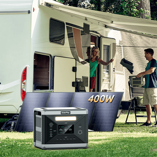 Solarplay 2400W(4800W Peak) Solar Generator, with 400W Solar Panel,2160Wh Portable LiFePO4 Battery Power Station for Camping Home Backup RV