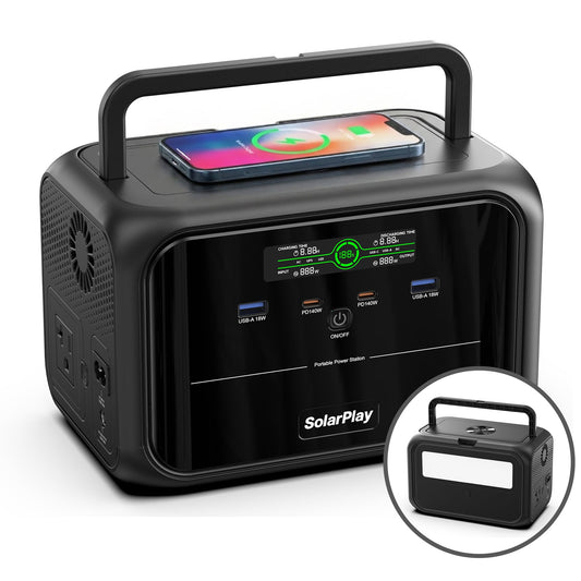 Solarplay 300W Portable Power Station(Peak 600W) 288Wh with 120V AC, 140W PD Fast Charge, for Camping, RV, Home Emergency