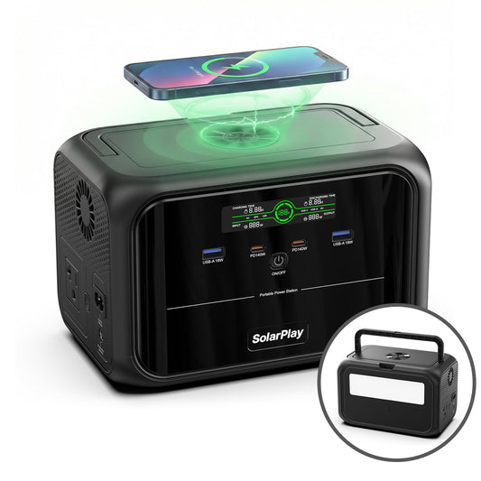 Solarplay Solar Generator Q300,288Wh LiFePO4 Battery,300W Surge to 600W AC Output,Fast Charging Portable Power Station for Outdoor,Camping,Home Use