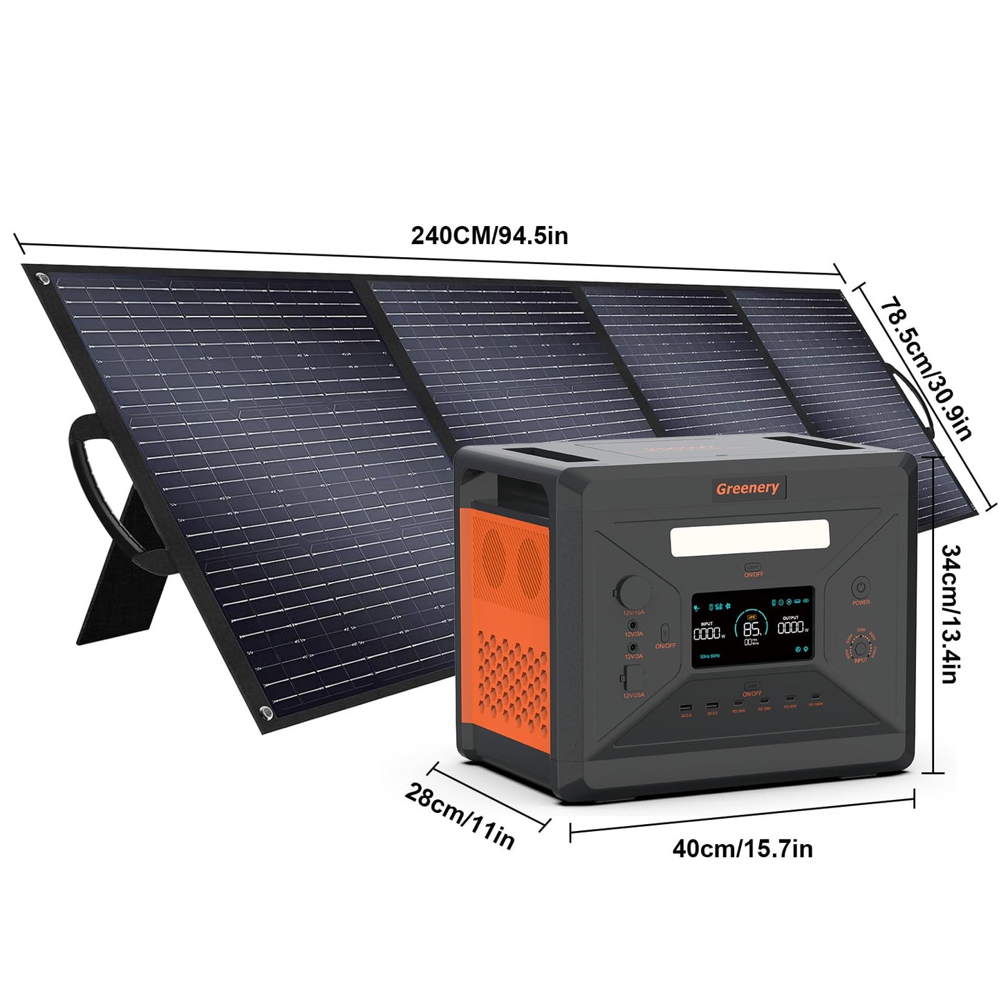 Holiday Sales! Greenery Portable Power Station G2500 2500W Continuous 5000W Peak LiFePO4 Battery with 200W Solar Panel for Camping Home Backup