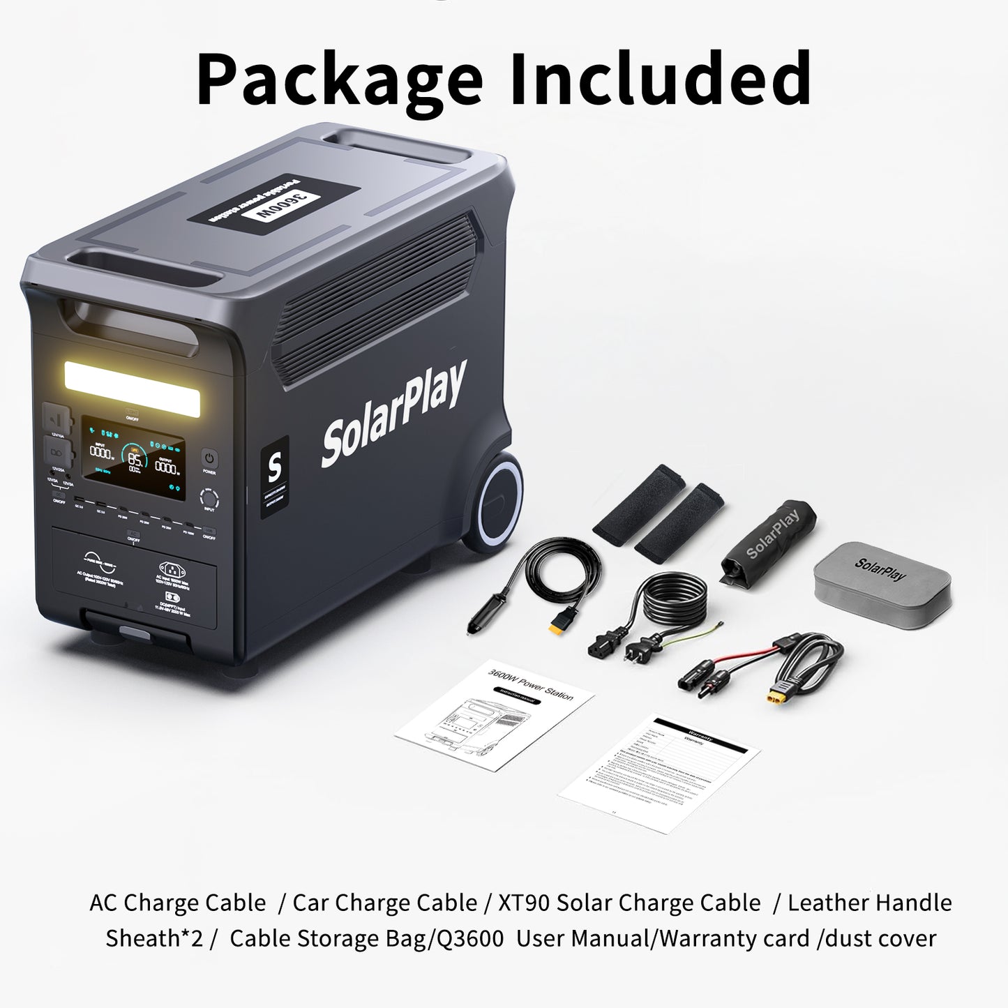 Solarplay 3600W Portable Solar Generator with 4×400W Solar Panels,3840Wh LiFePO4 Battery,Peak 6600W,15 Output Ports,UPS Backup, Outdoor & Emergency Power System