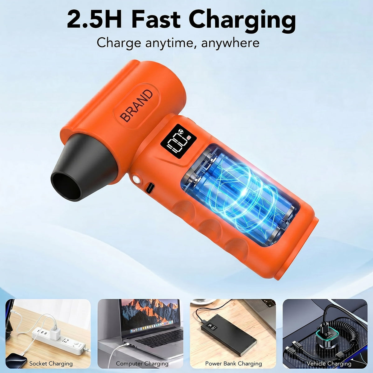 Solarplay Compressed Air Duster-130,000RPM Super Power Electric Air Duster, 5-Gear Adjustable Mini Blower with Fast Charging,Dust Blower for Computer,Keyboard,House,Outdoor and Car