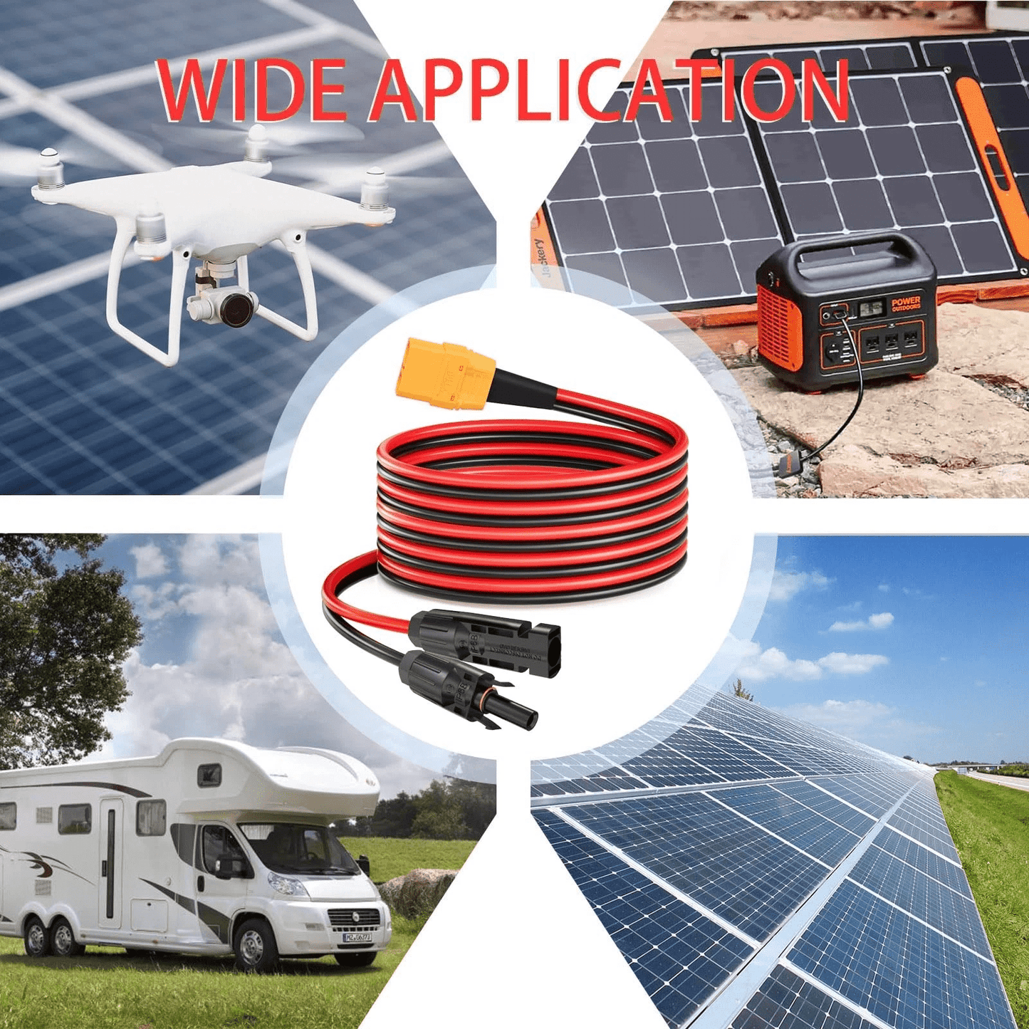 XT90 Female to Solar Panel Connector Cable 10 AWG for Solar Panel Power Station