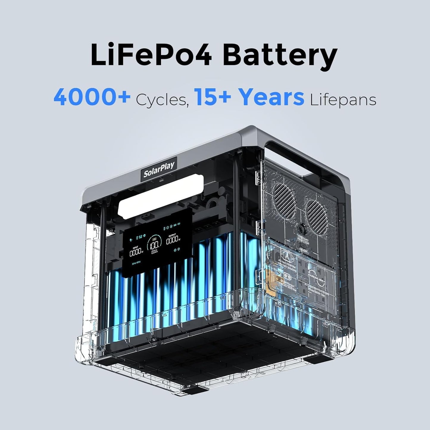 Clearance! Solarplay Q2501 Power Station 2400W 2160Wh LiFePO4 Battery Backup Solar Generator for Home, Camping, Emergency Use