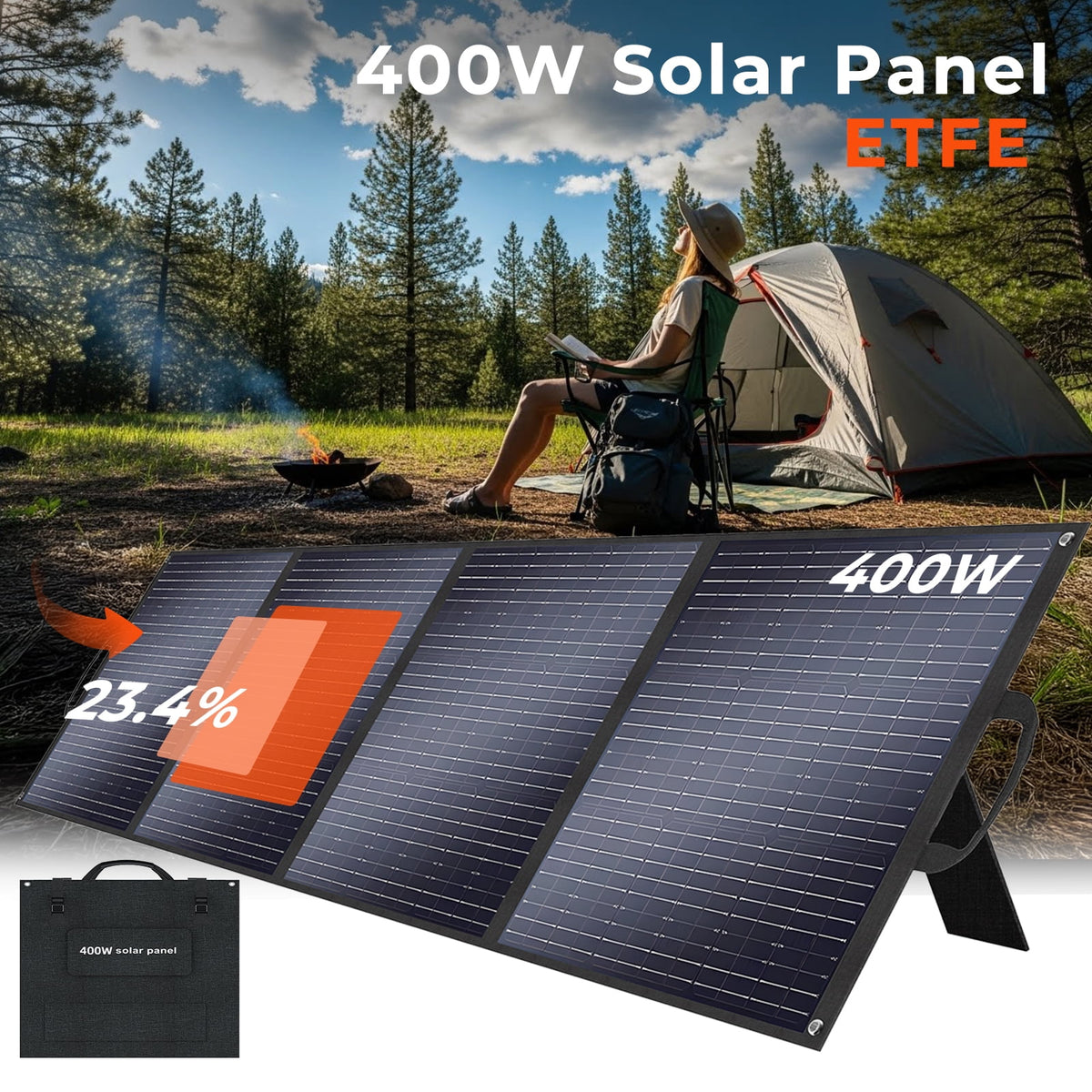 Greenery Solar Generator G2500 2304Wh LiFePO4 Power Station with 400W Solar Panel,2500W AC Output for Outdoor Camping,Home Backup,Emergency,RV