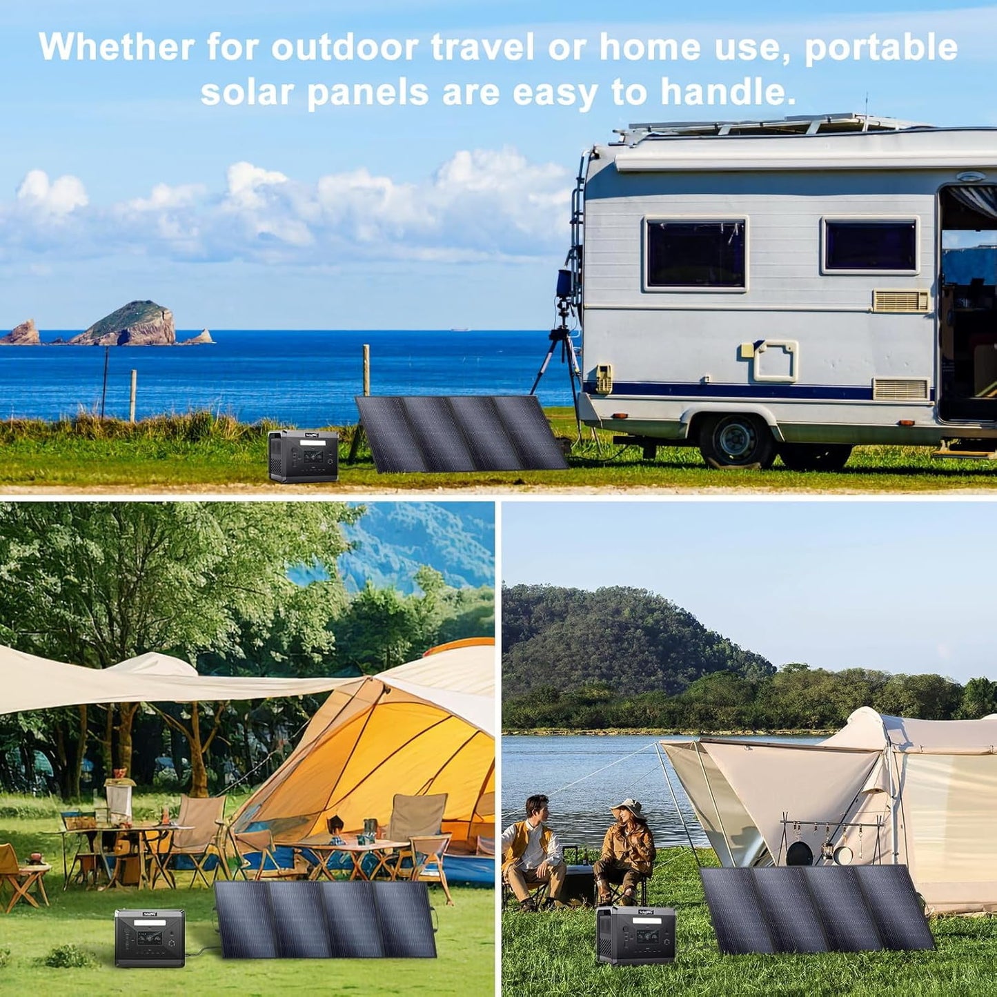 SolarPlay Portable Power Station, 2400W/2160Wh Large Capacity Solar Power Station, with 200W Solar Panel, 4 AC Outlets (4800W Peak), Emergency Power Station for Home, Camping, Outdoor Battery Backup