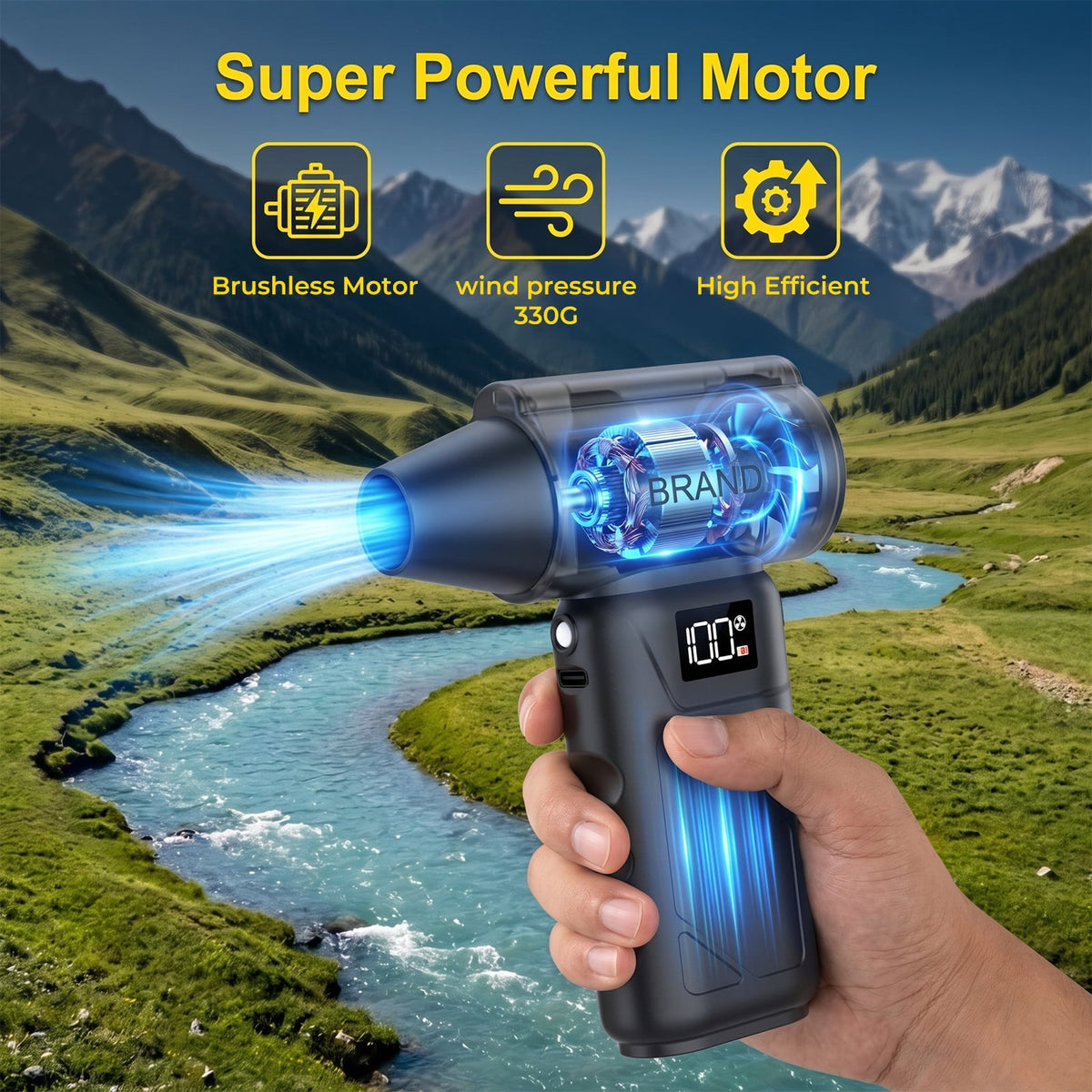 Solarplay Electric Air Duster - 130,000RPM Super Power Cordless Air Duster,Rechargeable Brushless Motor Durable Blower,5-Gear Adjustable Dust Blower for Computer,Keyboard,Outdoor,House & Car